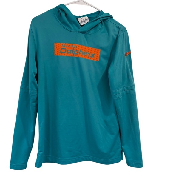 Nike Tops - Nike Miami Dolphins Dri-FIT Teal Orange Performance‎ Hoodie Womens Small NFL